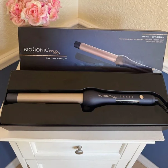 Bio Ionic Gold Pro 1" Curling Wand - Rose Gold Barrel Curling Iron Hair Health - Picture 4 of 15